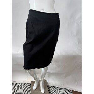Express Womens Stretch Rayon Blend Y2K Black Pencil Skirt With Pleated Hem sz 4